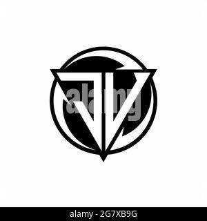 JV logo with triangle shape and circle rounded design template isolated on white background Stock Vector
