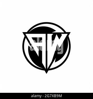 AW logo with triangle shape and circle rounded design template isolated on white background Stock Vector