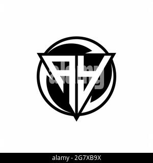 AY logo with triangle shape and circle rounded design template isolated on white background Stock Vector