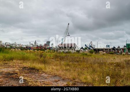 Former main train station near the port of Montevideo, Uruguay Stock Photo