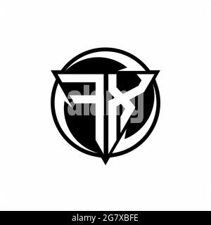 FX Monogram logo letter with triangle shield and circle shape style ...