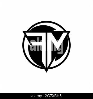 FN logo with triangle shape and circle rounded design template isolated on white background Stock Vector