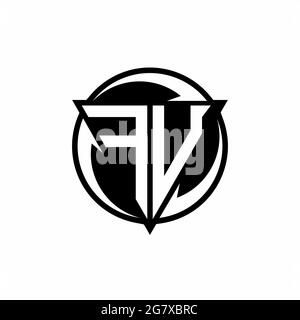 FU logo with triangle shape and circle rounded design template isolated on white background Stock Vector