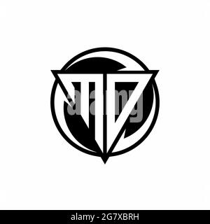 MO logo with triangle shape and circle rounded design template isolated on white background Stock Vector