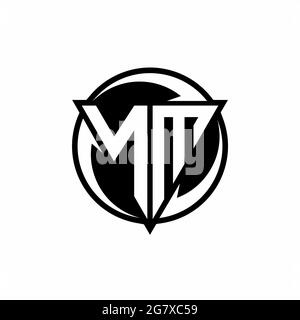 NM logo with triangle shape and circle rounded design template isolated on white background Stock Vector