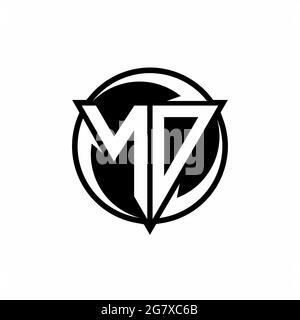 NO logo with triangle shape and circle rounded design template isolated on white background Stock Vector