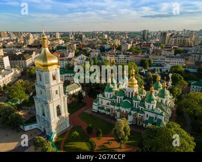 Aerial view from a drone Saint Sophia Cathedral in Kyiv outdoor Stock Photo