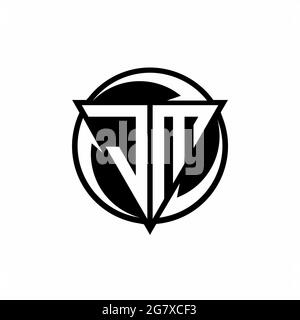 JM logo with triangle shape and circle rounded design template isolated on white background Stock Vector
