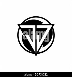 JJ logo with triangle shape and circle rounded design template isolated on white background Stock Vector