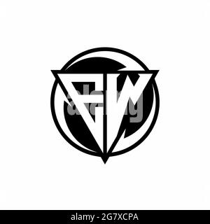 EW logo with triangle shape and circle rounded design template isolated on white background Stock Vector