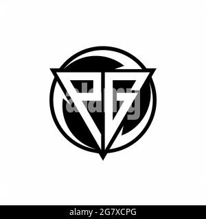 PG logo with triangle shape and circle rounded design template isolated on white background Stock Vector