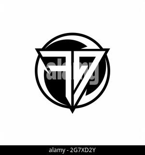 FQ logo with triangle shape and circle rounded design template isolated on white background Stock Vector