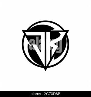 JK logo with triangle shape and circle rounded design template isolated on white background Stock Vector