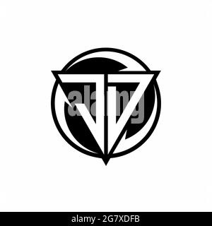 JD logo with triangle shape and circle rounded design template isolated on white background Stock Vector
