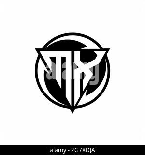 MX logo with triangle shape and circle rounded design template isolated on white background Stock Vector