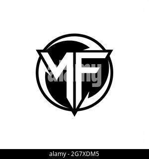 NF logo with triangle shape and circle rounded design template isolated on white background Stock Vector