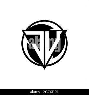 JU logo with triangle shape and circle rounded design template isolated on white background Stock Vector