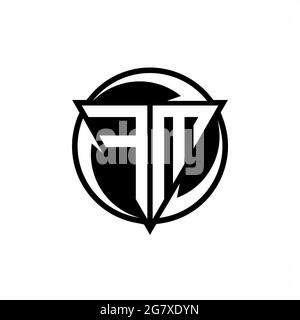 FM logo with triangle shape and circle rounded design template isolated on white background Stock Vector