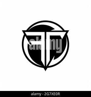 FT logo with triangle shape and circle rounded design template isolated on white background Stock Vector