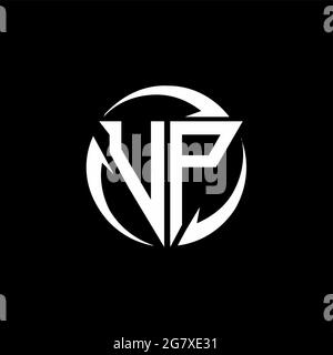 UP logo with triangle shape and circle rounded design template isolated on black background Stock Vector