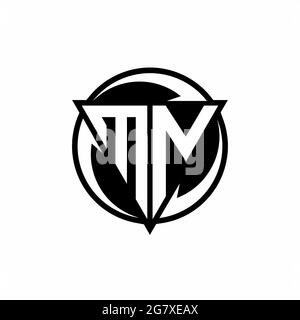 MN logo with triangle shape and circle rounded design template isolated on white background Stock Vector
