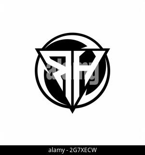 RH logo with triangle shape and circle rounded design template isolated on white background Stock Vector