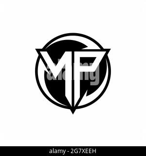 NP logo with triangle shape and circle rounded design template isolated on white background Stock Vector