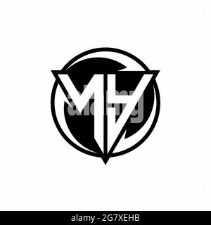 NY logo with triangle shape and circle rounded design template isolated on white background Stock Vector