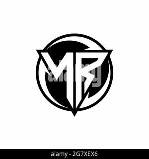 NR logo with triangle shape and circle rounded design template isolated on white background Stock Vector