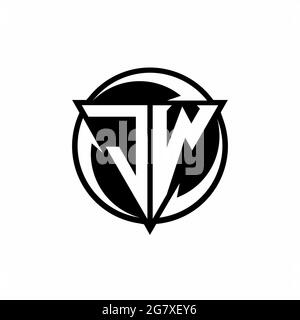 JW logo with triangle shape and circle rounded design template isolated on white background Stock Vector