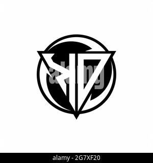KO logo with triangle shape and circle rounded design template isolated on white background Stock Vector