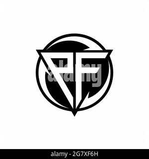 PF logo with triangle shape and circle rounded design template isolated on white background Stock Vector