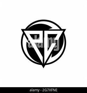 PC logo with triangle shape and circle rounded design template isolated on white background Stock Vector