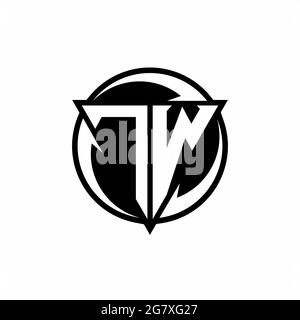 TW logo with triangle shape and circle rounded design template isolated on white background Stock Vector