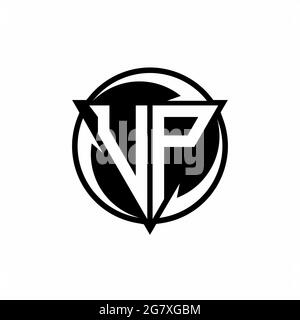 UP logo with triangle shape and circle rounded design template isolated on white background Stock Vector