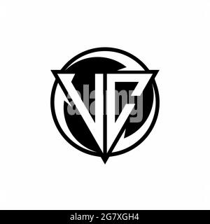 VC logo with triangle shape and circle rounded design template isolated on white background Stock Vector