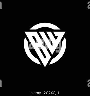 BW logo with triangle shape and circle rounded design template isolated on black background Stock Vector