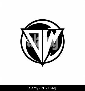 OW logo with triangle shape and circle rounded design template isolated on white background Stock Vector