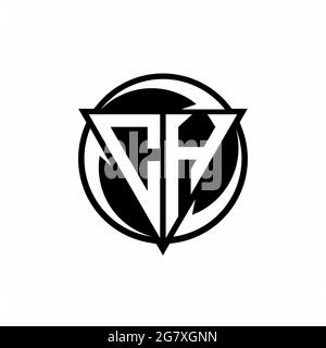 CH logo with triangle shape and circle rounded design template isolated on white background Stock Vector