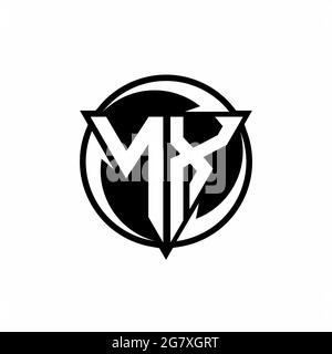 NX logo with triangle shape and circle rounded design template isolated on white background Stock Vector