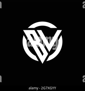 BV logo with triangle shape and circle rounded design template isolated on black background Stock Vector