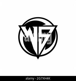 WS logo with triangle shape and circle rounded design template isolated on white background Stock Vector