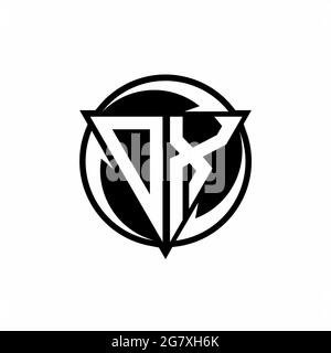 OX logo with triangle shape and circle rounded design template isolated on white background Stock Vector