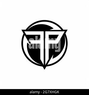 FP logo with triangle shape and circle rounded design template isolated on white background Stock Vector