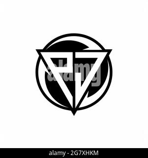 PJ logo with triangle shape and circle rounded design template isolated on white background Stock Vector