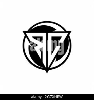 RC logo with triangle shape and circle rounded design template isolated on white background Stock Vector