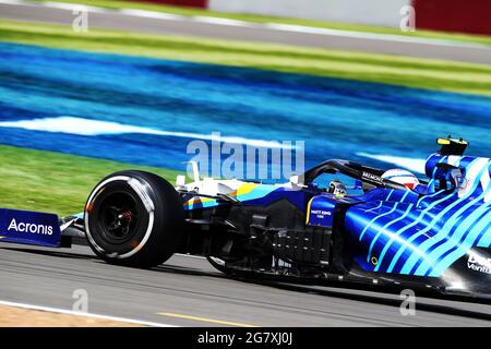 Silverstone, UK. 16th July, 2021. Nicholas Latifi (CDN) Williams Racing FW43B. 16.07.2021. Formula 1 World Championship, Rd 10, British Grand Prix, Silverstone, England, Practice Day.  Photo credit should read: XPB/Press Association Images. Credit: XPB Images Ltd/Alamy Live News Stock Photo