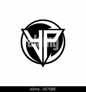 YP logo with triangle shape and circle rounded design template isolated on white background Stock Vector