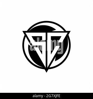 SC logo with triangle shape and circle rounded design template isolated on white background Stock Vector