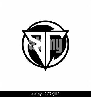 BT logo with triangle shape and circle rounded design template isolated on white background Stock Vector